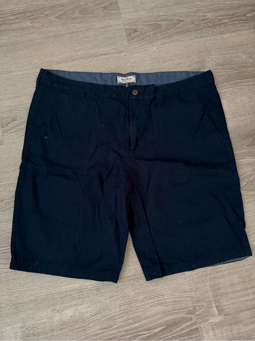 Flag & Anthem Navy Chino Shorts Mens 40 Flat Front Casual